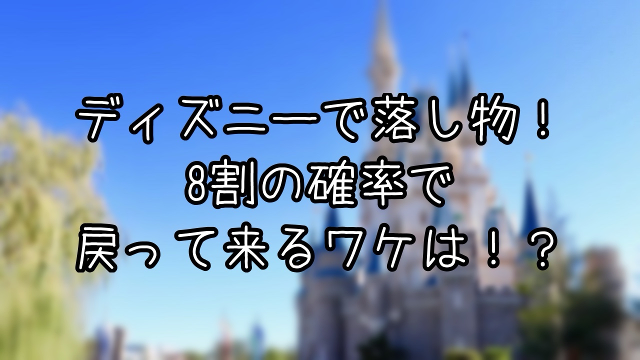 TDRで落とし物をしても8割の確率で戻ってくるわけ