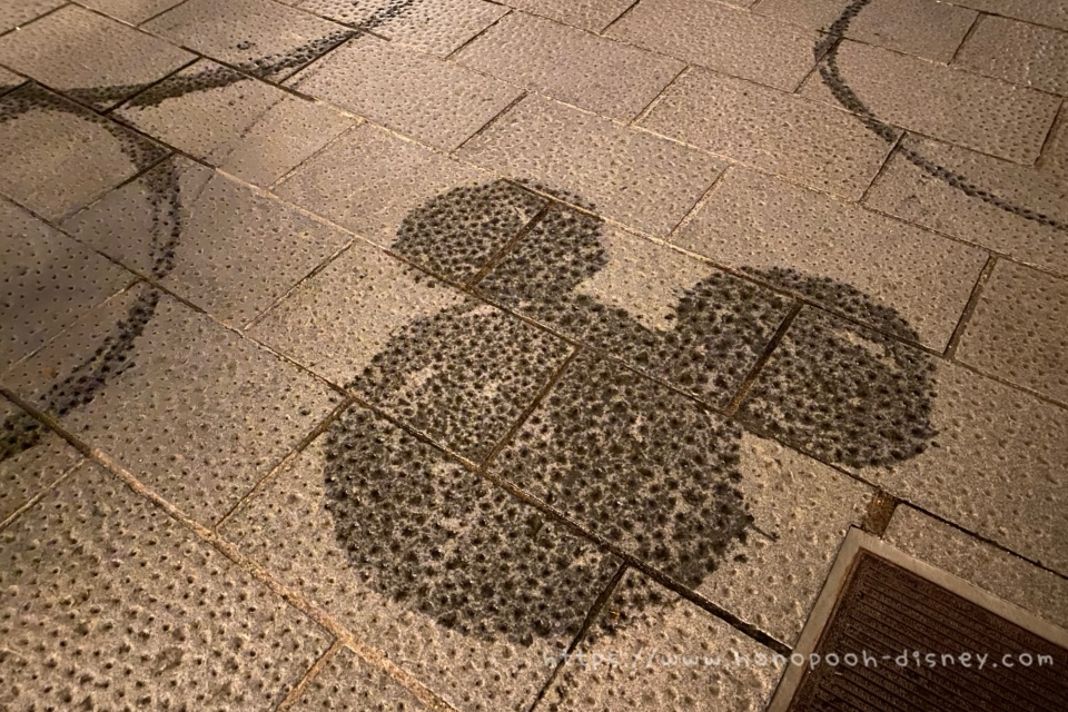 水で描かれた隠れミッキー